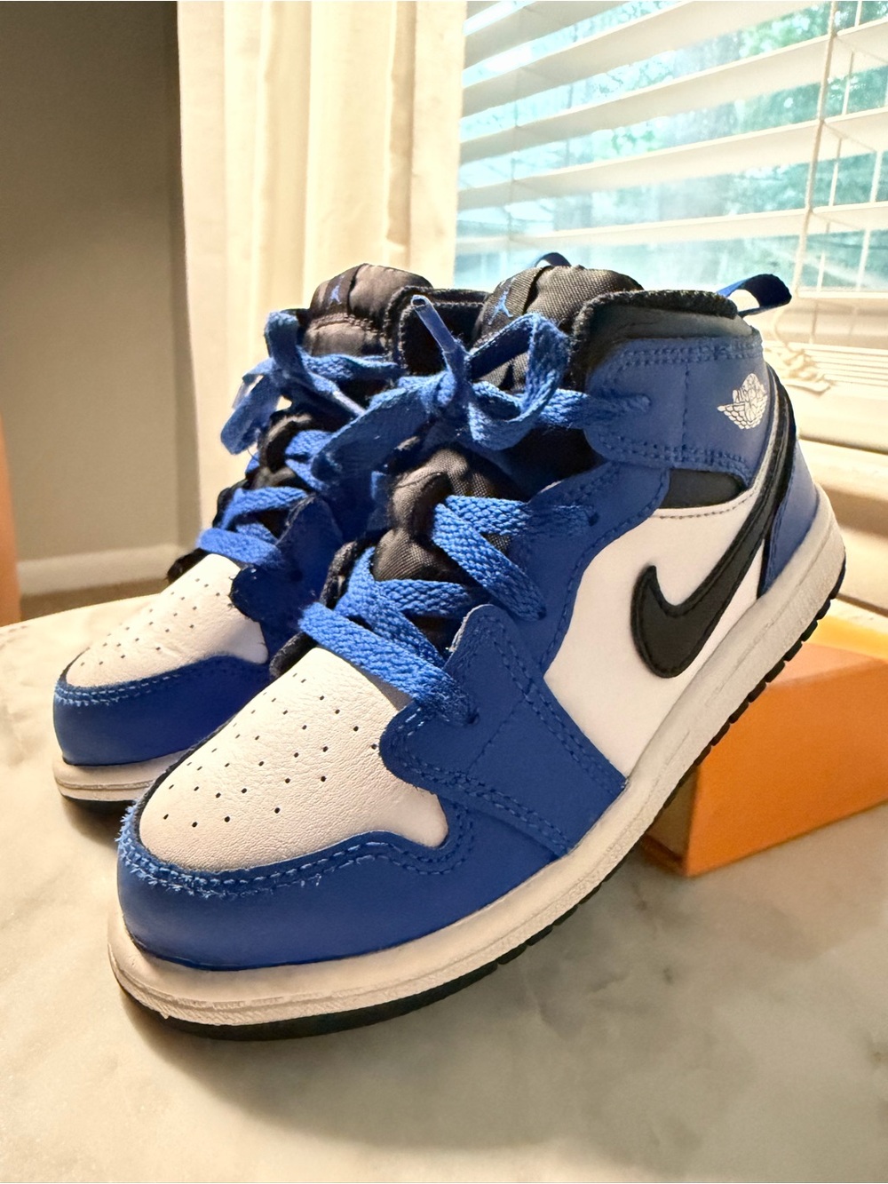 Nike Kids Blue White and Black High-Top Sneakers